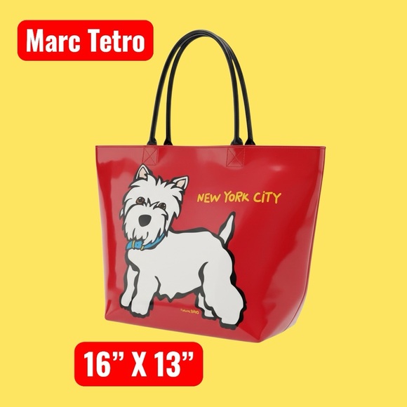 Marc Tetro Handbags - Marc Tetro Red Shoulder Bag with Dog Design #26